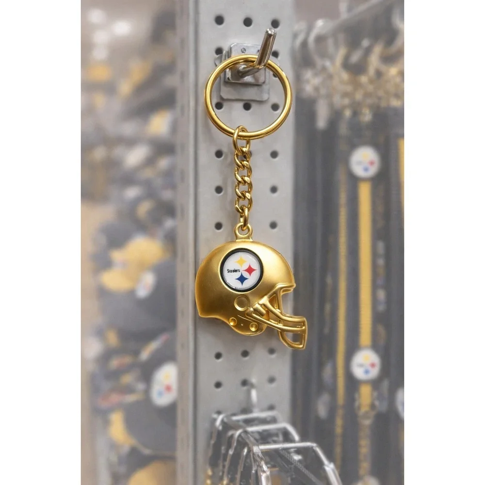 Pittsburgh Steelers NFL Football Helmet Keychain Gold Tone Fan Accessory New - Picture 3 of 3